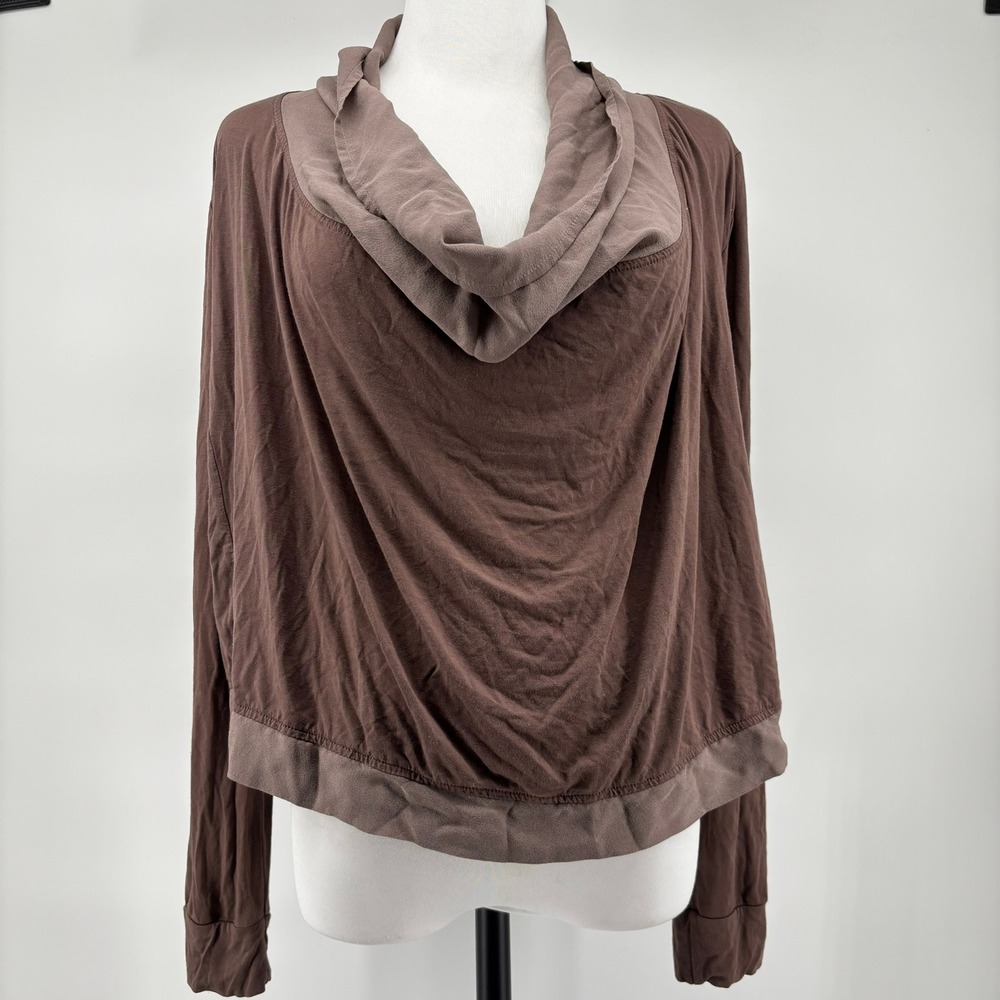 Aryn K. Silk Modal Top Sz S Brown Boho Oversized